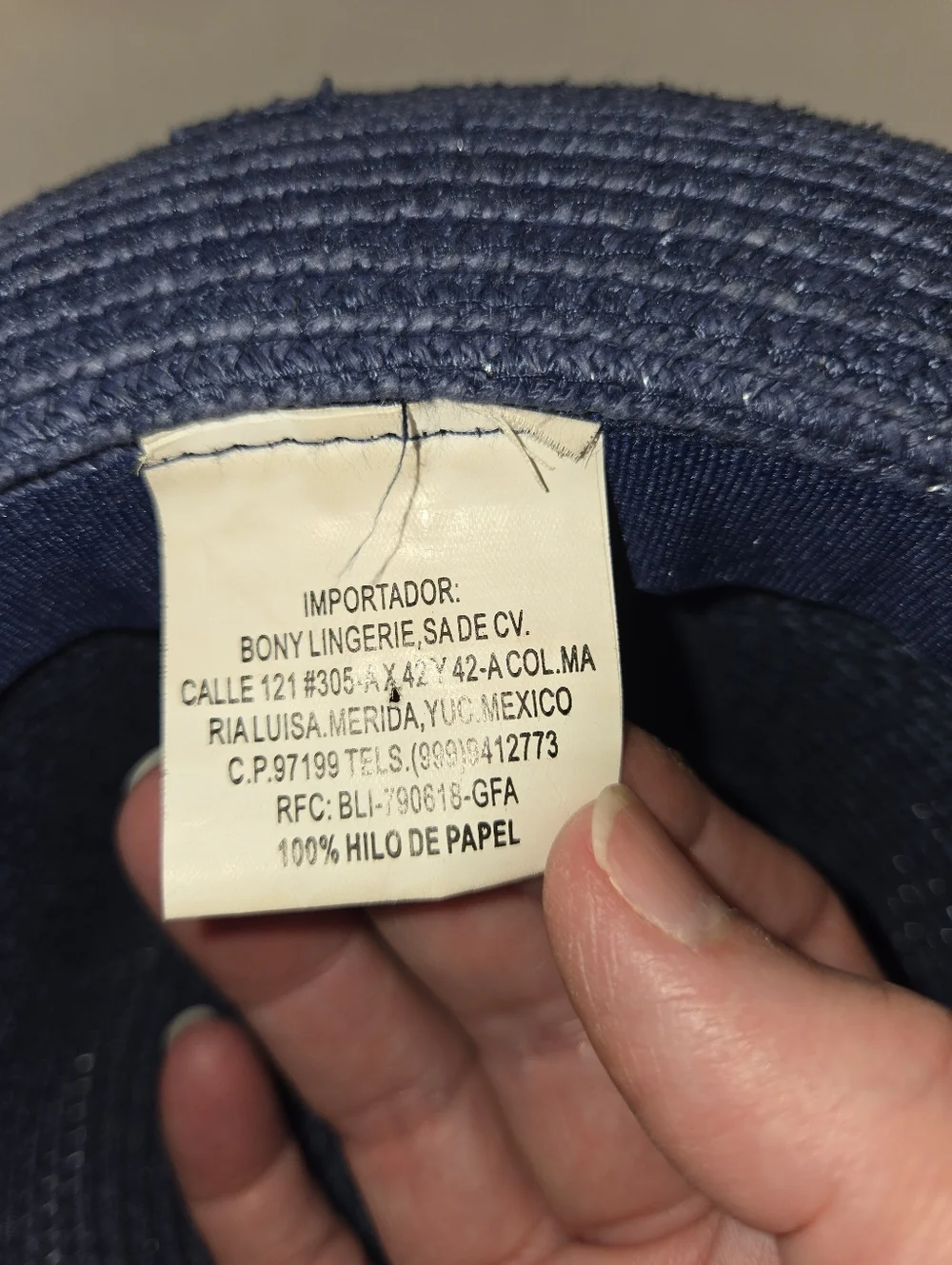 Navy Woven Fedora with Brown Band